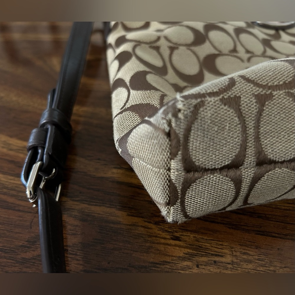 Coach Signature File Crossbody Bag - Brown/Khaki Canvas - Picture 9 of 10